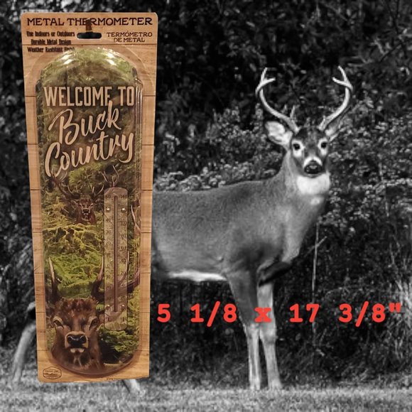 "Welcome to Buck Country" - Retro Large Metal Thermometer - Indoor/Outdoor - Picture 1 of 6